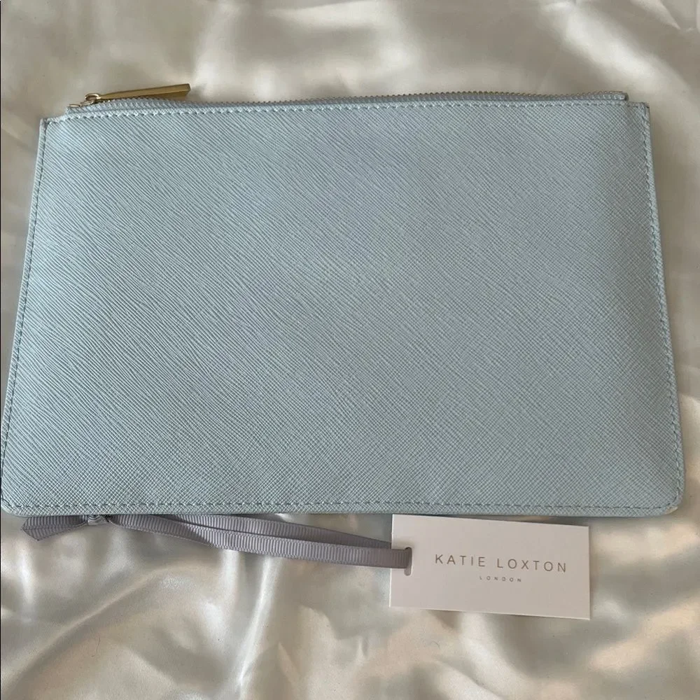 Katie Loxton Perfect Pouch - Beautiful Dreamer - NEW - Pale Gray / Light Blue